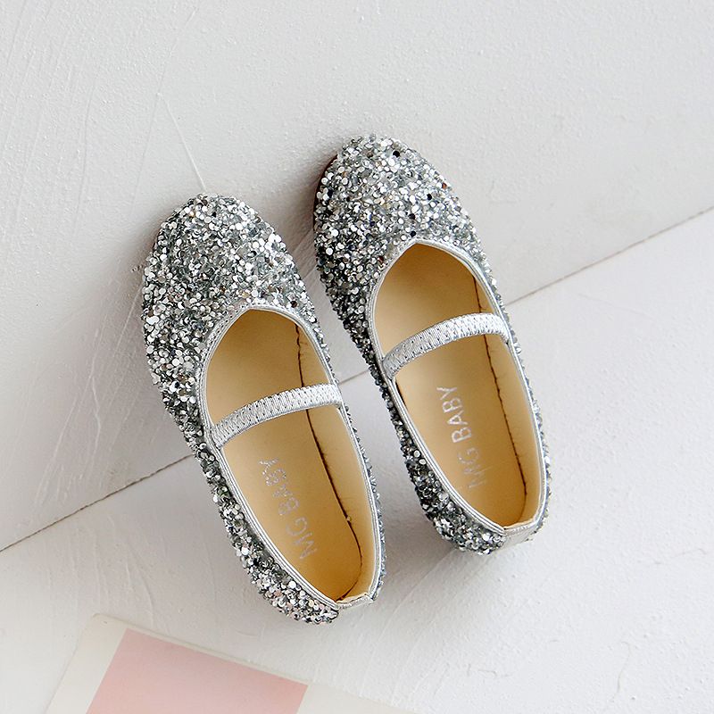 Girl All Shimmer Glitter Ballet Birthday Party Shoe - Silver
