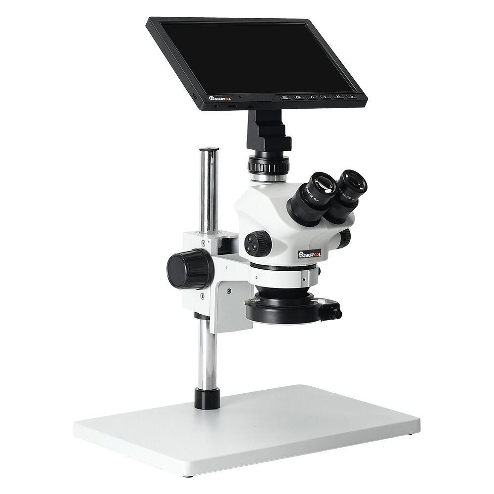 7-50X High-Definition Trinocular Stereo Microscope With 10-Inch Integrated Microscope Camera For Mobile Phone Repair Identification