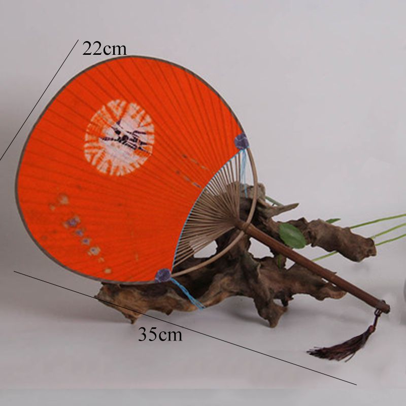 Silk Collection Printing Bamboo Props Old Pu Material Decoration Fashion Fan Home Round For Fan Shooting Style Cloth Paper