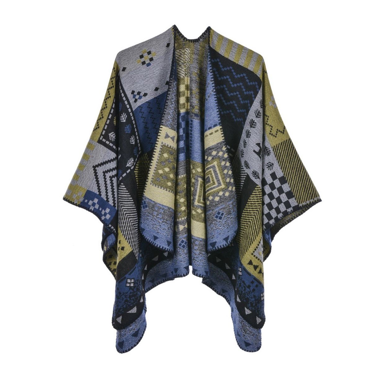 Women Shawl Splicing Open Front Soft Comfortable