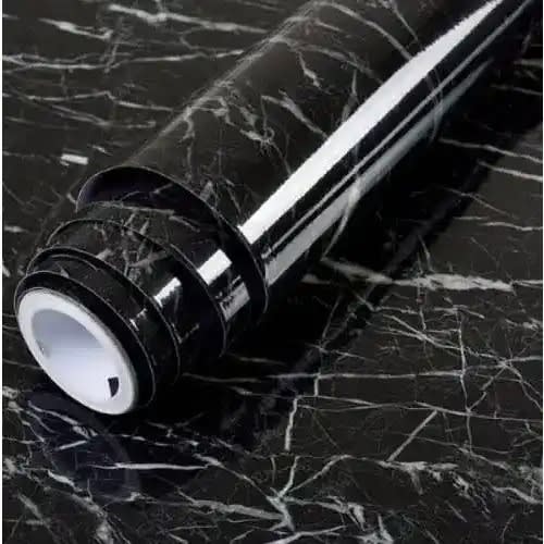 Self Adhesive Marble Designed Wallpaper - Black - 60cm X 5m