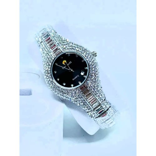 Ladies Lookworld Iced Stoned Wrist Watch- Silver