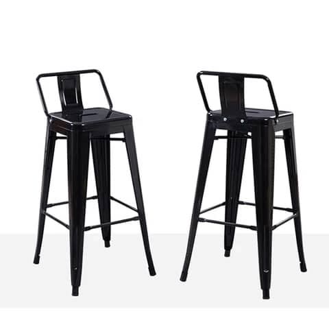 Industrial Metal Enamel 24" Counter Height Barstools - Set Of 2 - Black
