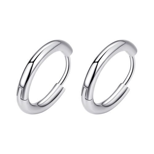 Simple Single Earrings Circle Ear Buckle Light Body Round Ear Hoop Silver
