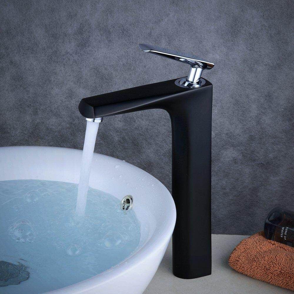 HOOMI Black Bathroom Bath Counter Top Tall Faucet Basin Mixer Tap Vessel Sink