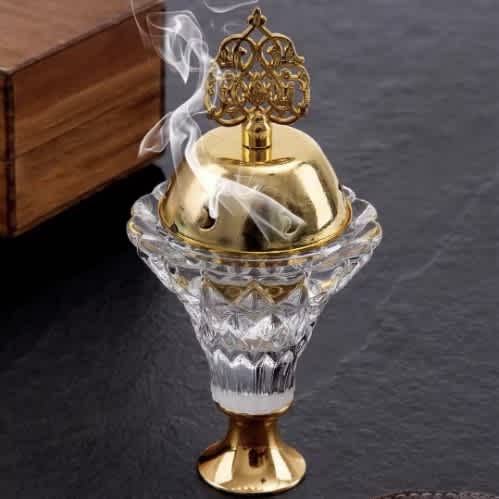 Artificial Crystal Incense Burner With Cover Aromatherapy Diffuser - 13.5cm - 1pc