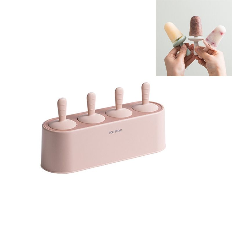 Summer Homemade Ice Cream Popsicle Mold Refrigerator Quick Freezer Popsicle Making Box(Light Pink)