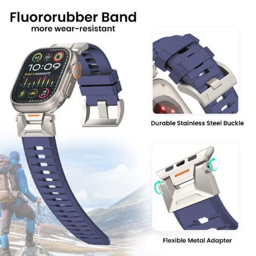 38/40/41mm Iwatch Silicone Rubber Steel Buckle Strap Band Series 9 8 7 6 5 4 3 2 1 Ultra Blue