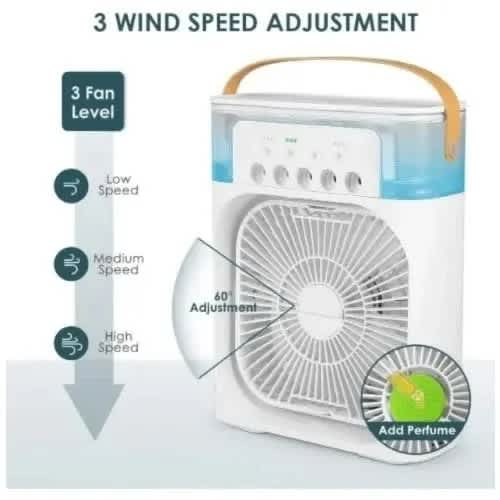 Portable Air Conditioner Fan - 5 Wind Speed Usb With 7 Colors Led Light