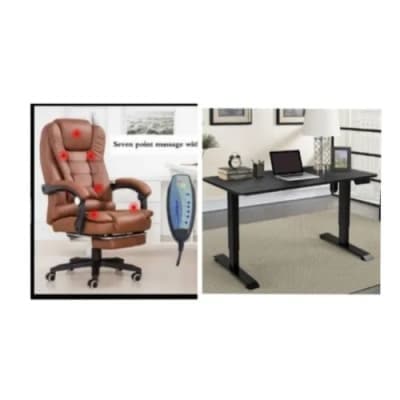 Adjustable Height Desk With Massage Office Executive Chair - 1.6 Meters