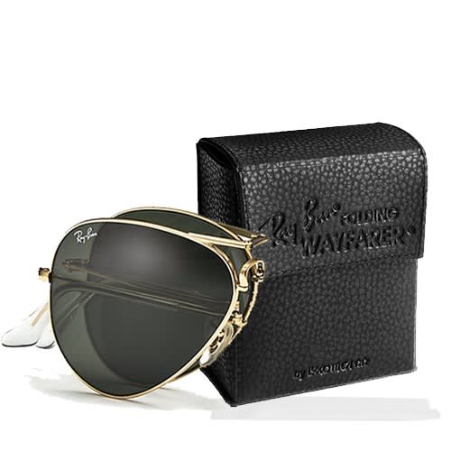 Foldable Aviator Sunglasses - Black & Gold Rim