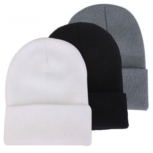 Rib Knit Beanie Hat - Pack Of 3