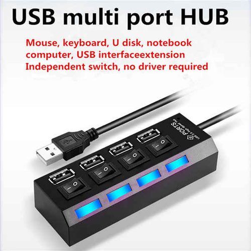 4 Port USB 2.0 High Speed USB HUB Laptop PC Slim USB Splitter-black