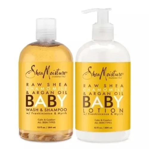 Calm & Comfort Raw Shea Chamomile And Argan Oil Baby Lotion & Wash - 384ml Each