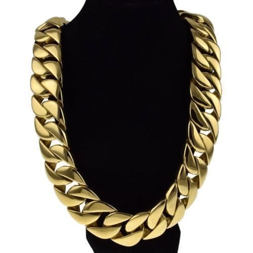 Stainless Steel Gold Plated Heavy Cuban Chain  - 22iches