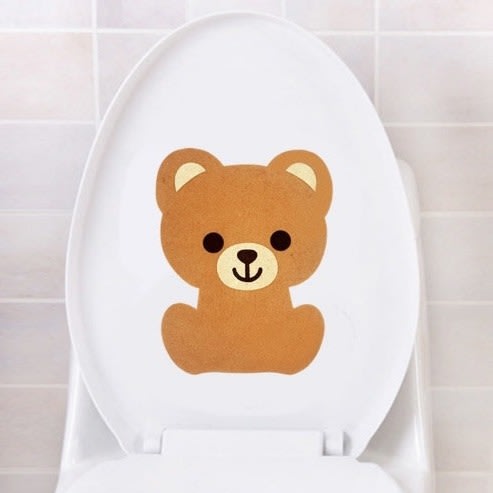 Cartoon Animals bear Toilet Deodorant Sticker - Closet Fragrance Sticker - Brown
