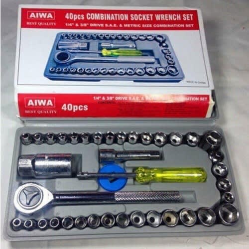 Combination Socket Wrench Set With Box - 40pcs
