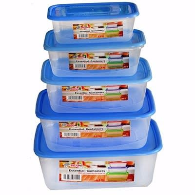 5 Piece Plastic Food Storage Bowl
