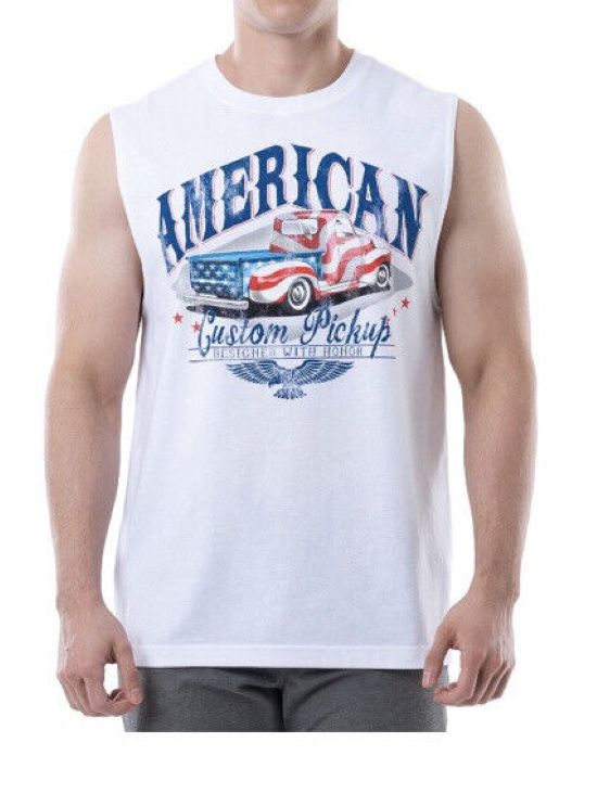 American Tank Top For Men White/Red