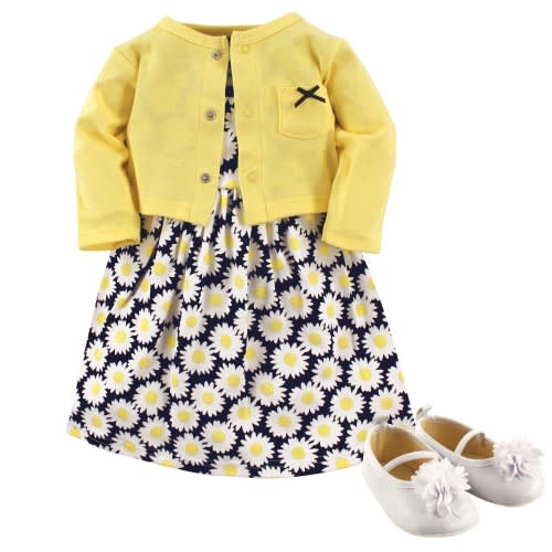 Baby Girl Daisy Dress Jacket & Shoe - Yellow