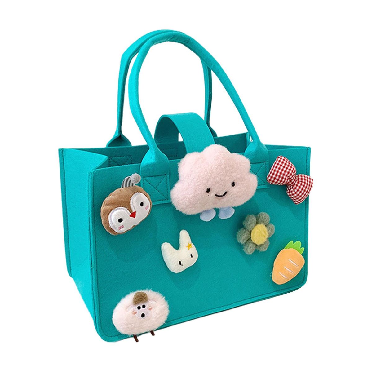 Handbag Creative Cloud Flower Decor Shopping Bag Lake Blue