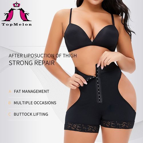 Plus Size Breasted Low Waist Slim Shorts-black