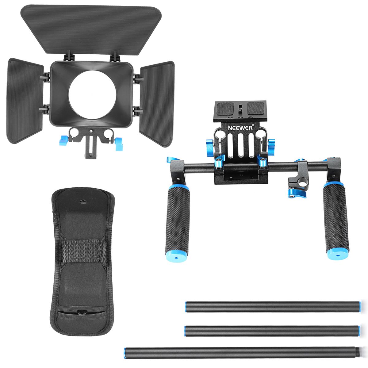 Camera Shoulder Rig, Video Film Making System Kit For DSLR Camera And Camcorder With Shoulder Mount, 15mm Rod, Handgrip And Matte Box, Compatible With Canon/Nikon/Sony/Pentax/Fujifilm/Panas