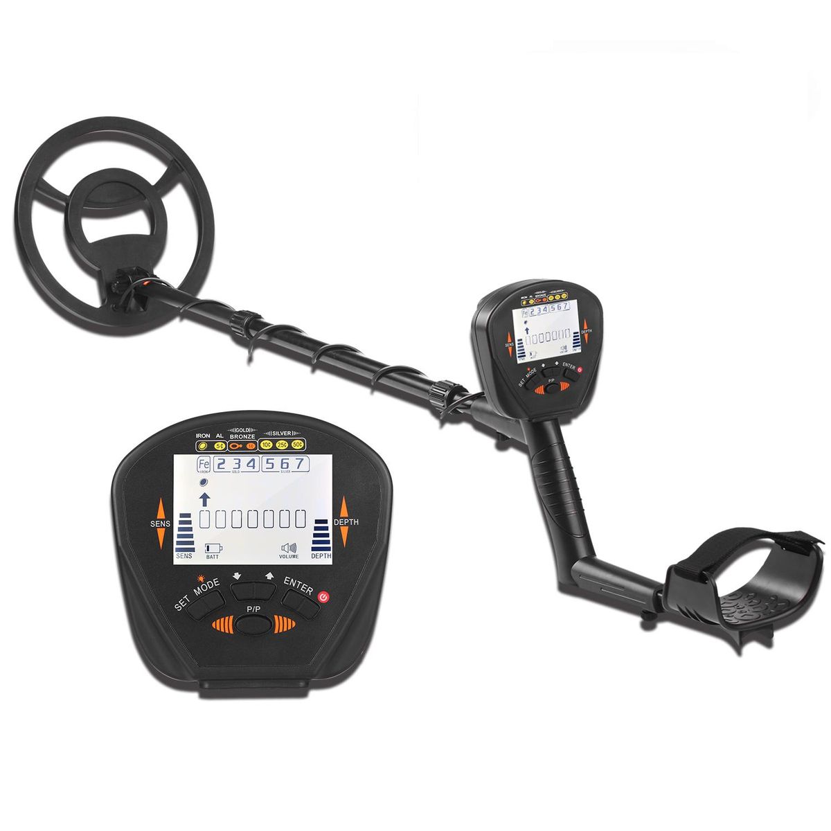 3.4-inch LCD Underground Metal Detector 10-inch Waterproof Search Coil Metal Finder Gold Seeker Treasure Hunter with All Metal+DISC+Pinpoint Modes