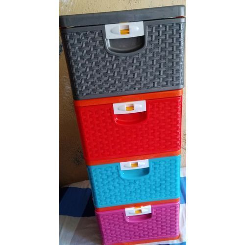 Plastic Storage Baby Wardrobe - 4 Tier - Multicolour