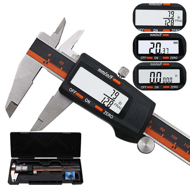 Stainless Steel Digital Display Caliper 150mm Fraction / MM / Inch High Precision Stainless Steel LCD Vernier Caliper Caliper Black Box