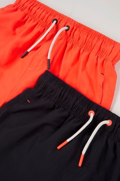 2 Pack Navy & Neon Orange Boys Swim Shorts