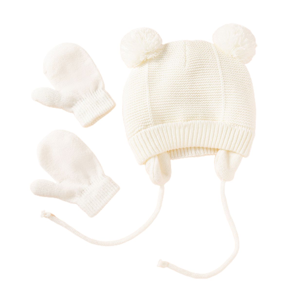 LAOdou 1 Set 1-4 Years Hat Gloves Two Plush Balls Ropes Boys-White