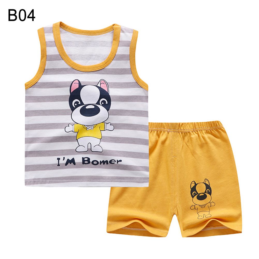 Cartoon Bear Monkey Kids Breathable Cotton O Neck-B04#.