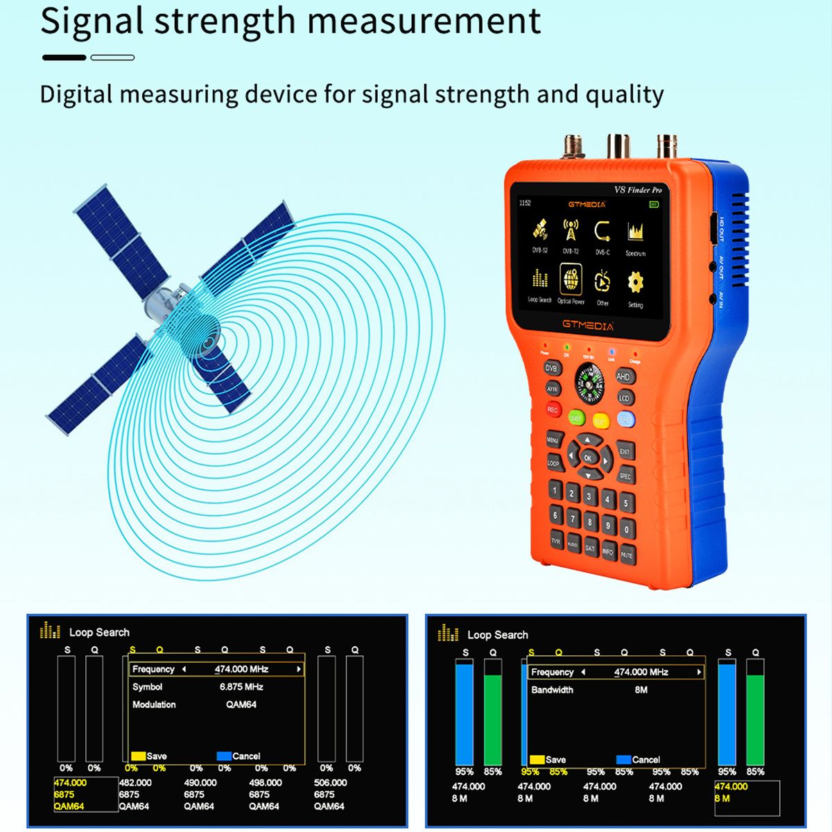 V8 Finder Pro TV Signal Finder Meter 4.3-inch