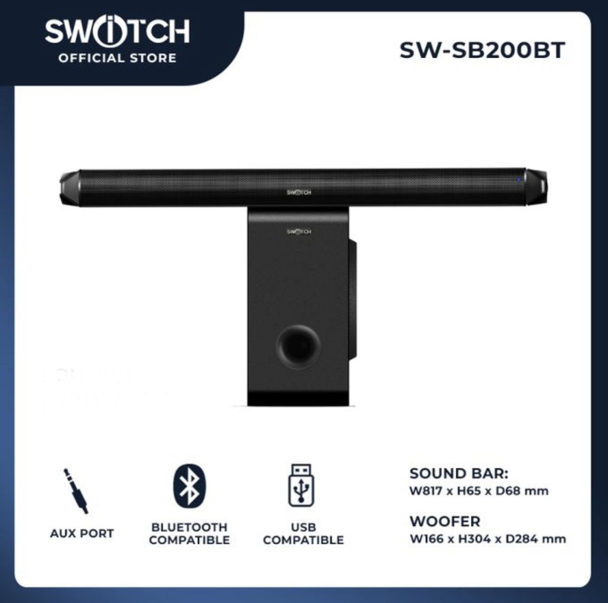 Bluetooth Soundbar Speaker With Remote Control -1000 Watts