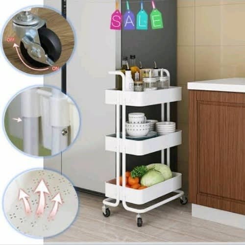 3 Tiers Kitchen Cart Storage Rack With Wheels