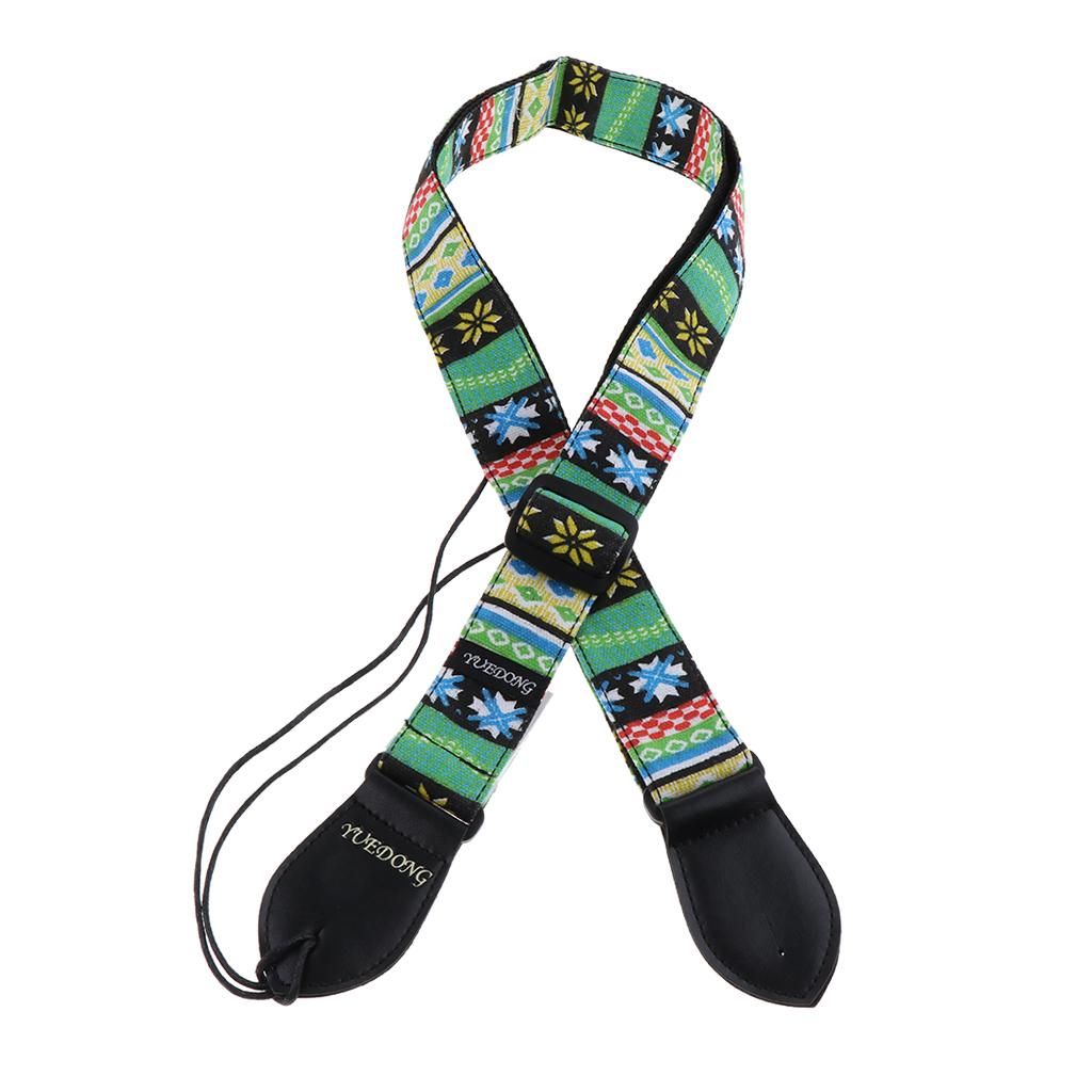 Adjustable Strap Belt W/ Hook For Ukulele Green Stripe