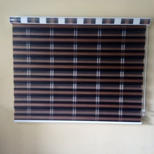Window Blind - Striped Brown And Black -63" x 63"