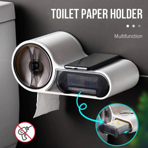 Wall Mounted Bathroom Toilet Paper Holder - White