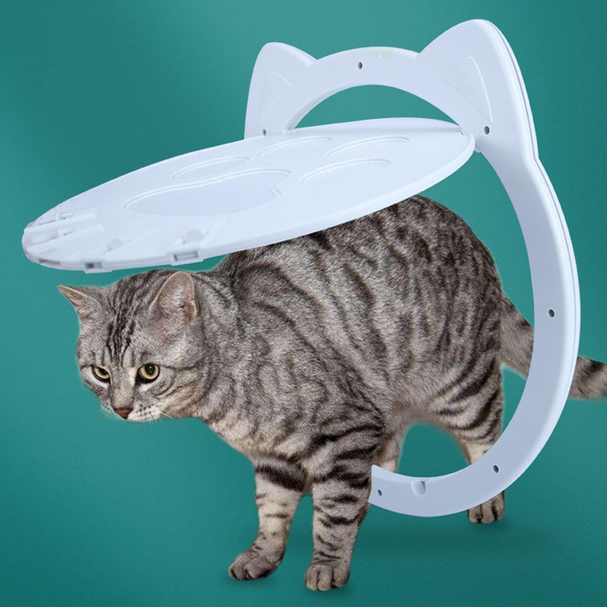 4-Way Locking Dog Cat Flap Door Kitten Gate, White C