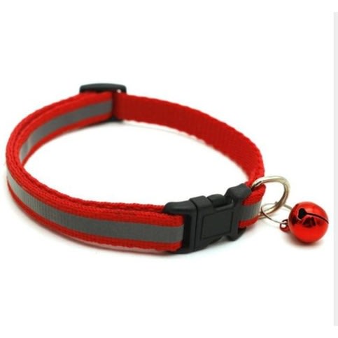 Reflective Collar With Bell For Pets - Red