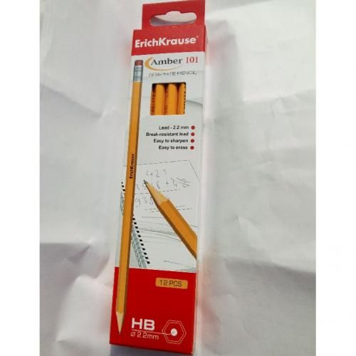 Amber 101 HB Black Lead Pencil With Eraser (12 In A Box)