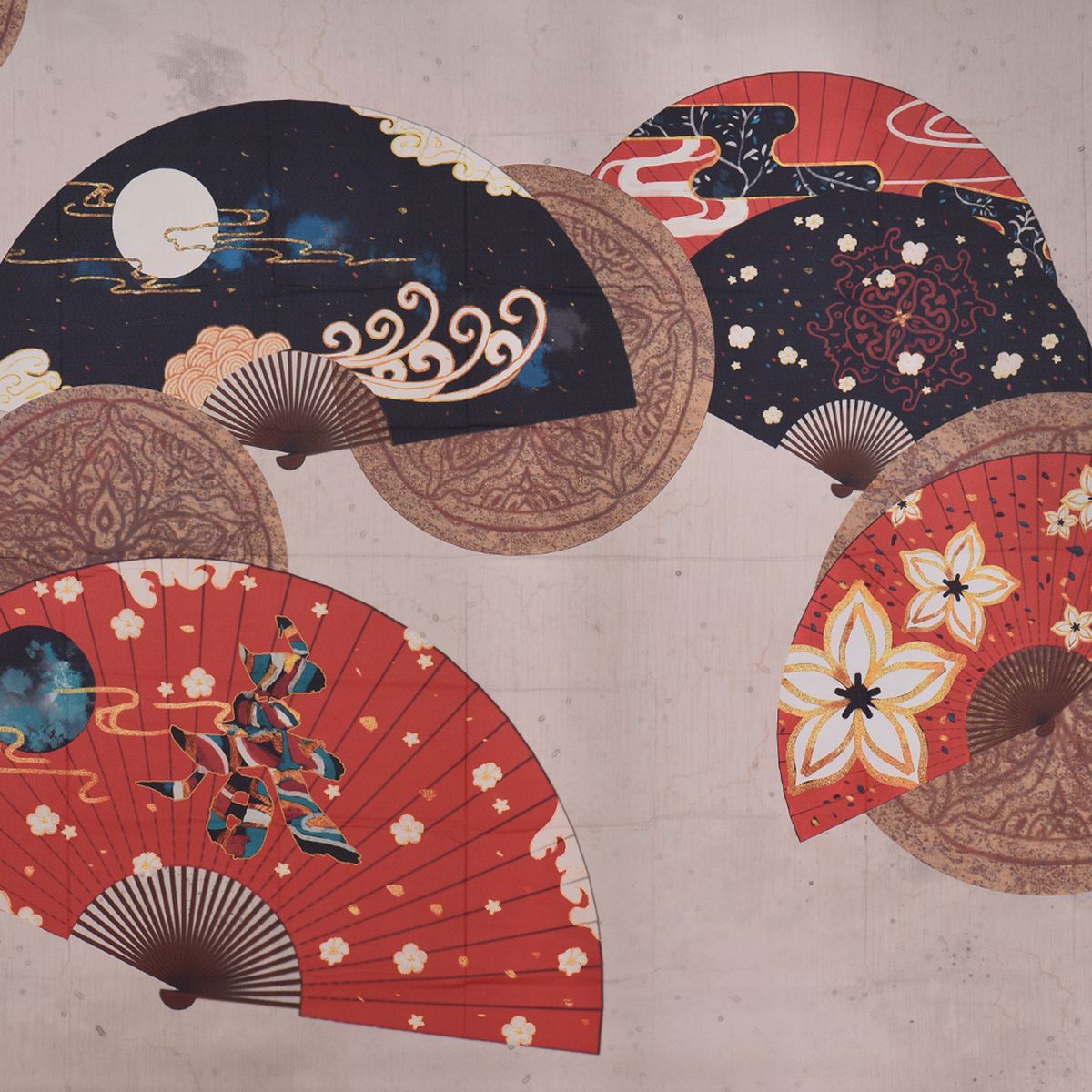 Folding Fan Tapestry Room Wall Background Hanging Blanket