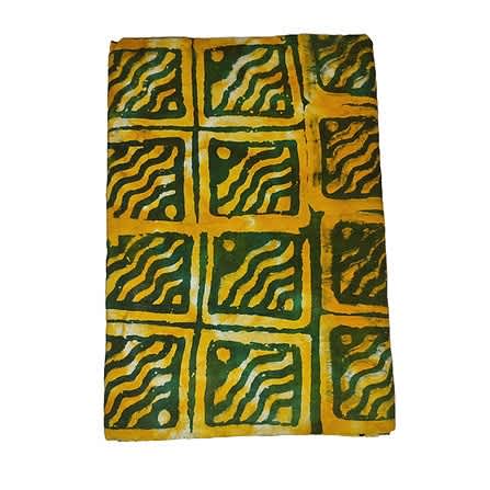 Handcrafted Batik Cotton Fabric Abstract - Yellow & Green - 5 Yards