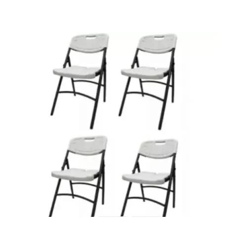Plastic Folding Chairs With Metal Legs - Set Of 4 - White