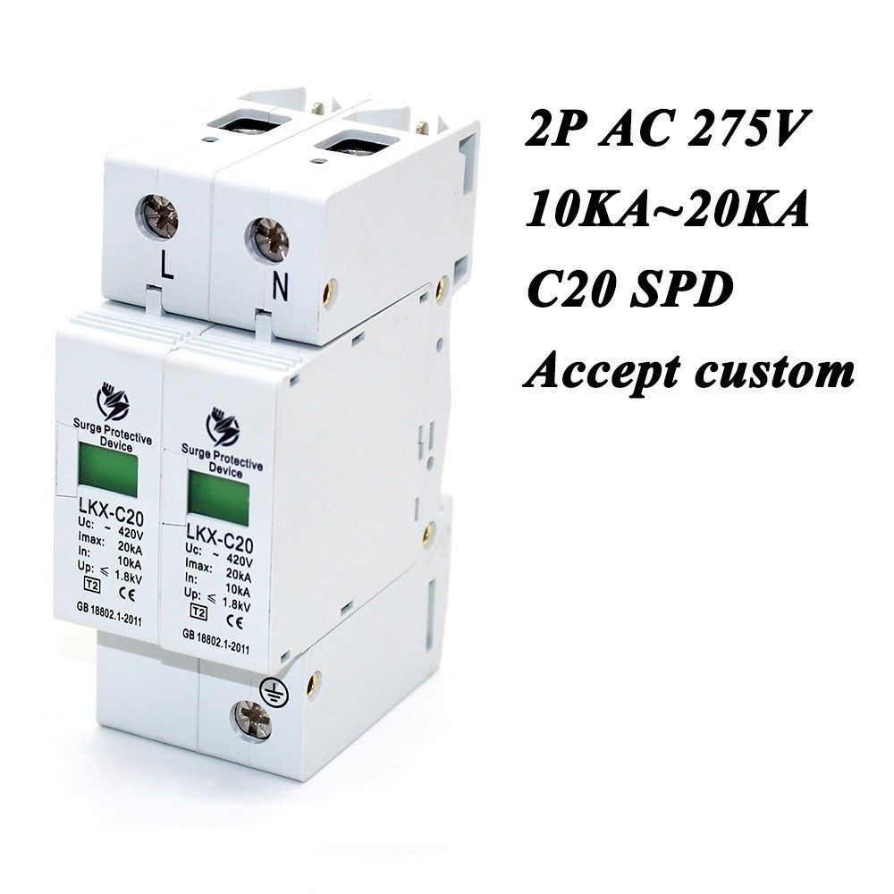AC SPD Hot ~275V C20-2P Surge 10KA~20KA Sale House