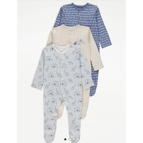 Baby Elephant Print Sleepsuits - 3-in-1