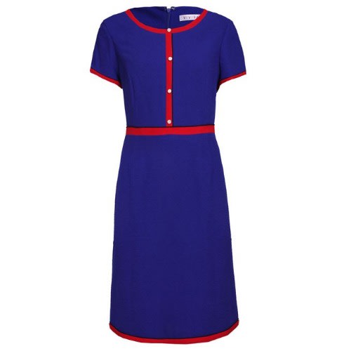 Round Neck Short Sleeve Dress With Stud - Multicolor-  Lg-5017