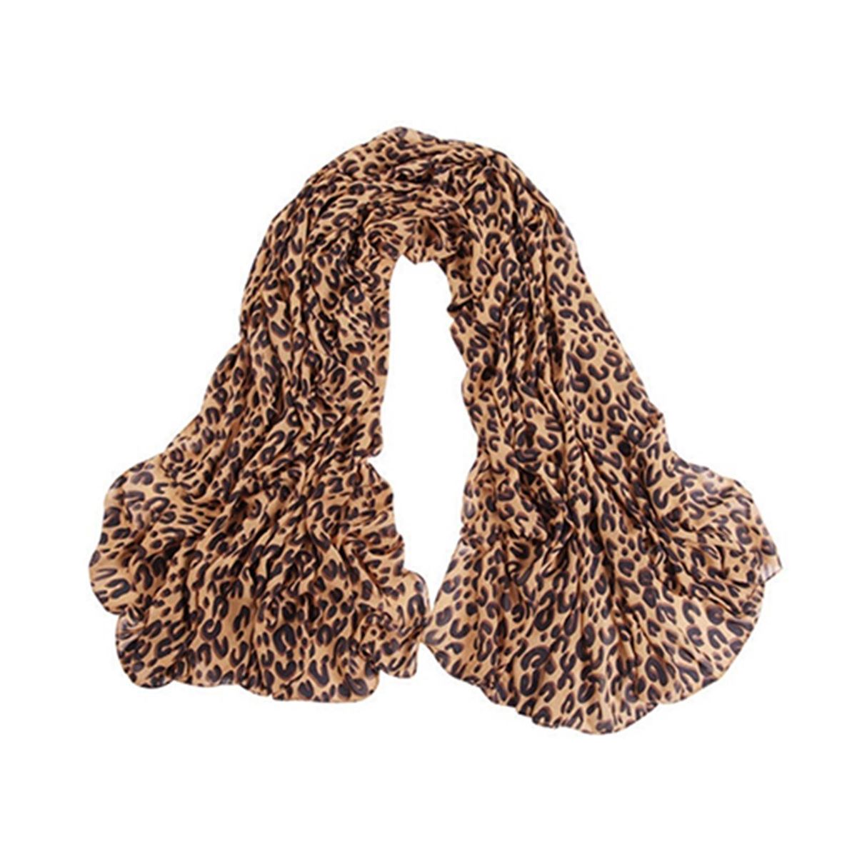 Scarf Leopard Print Warm Soft Material Women Chiffon