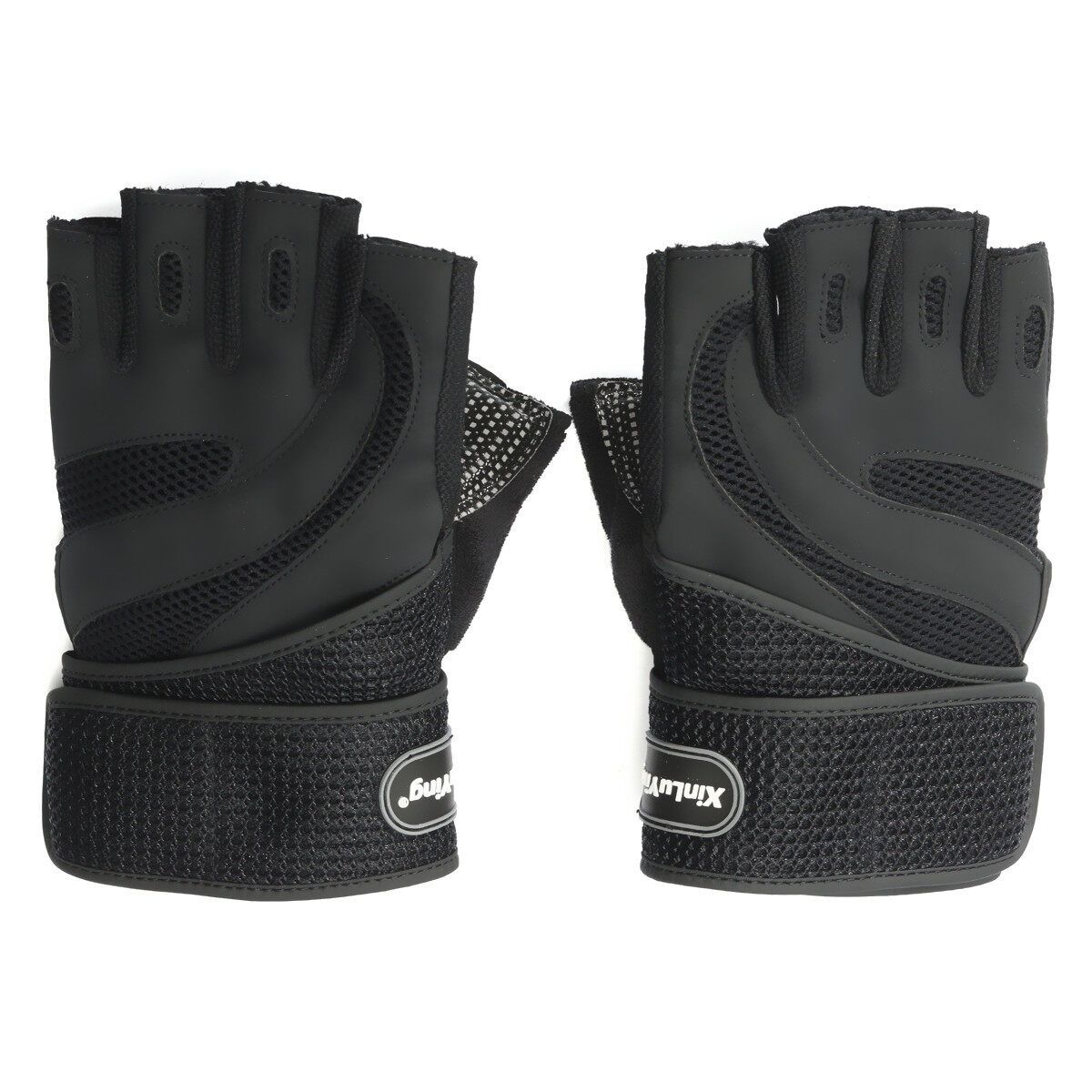 Men Weight Lifting Gym Sport Exercise Training Fitness Wrist Wrap Black M M